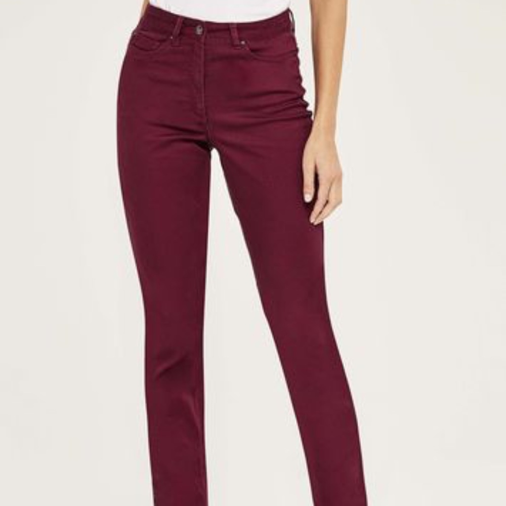 Long Tall Sally Burgundy Tencel Mix Slim Jean NWT 8